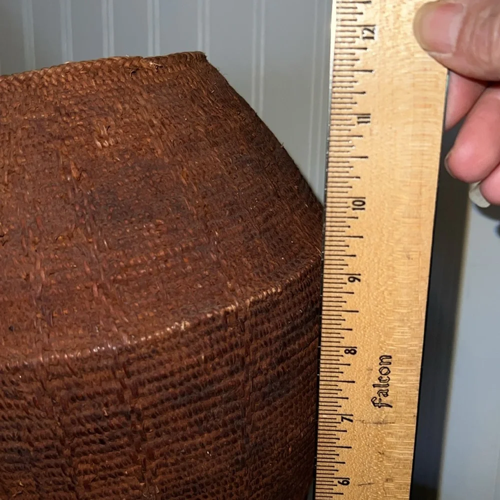 Large Antique African hand woven basket 12” x8.5”